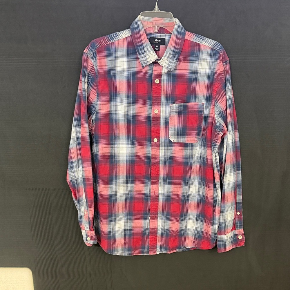 Urban Pipeline Red and Blue Plaid Casual Shirt